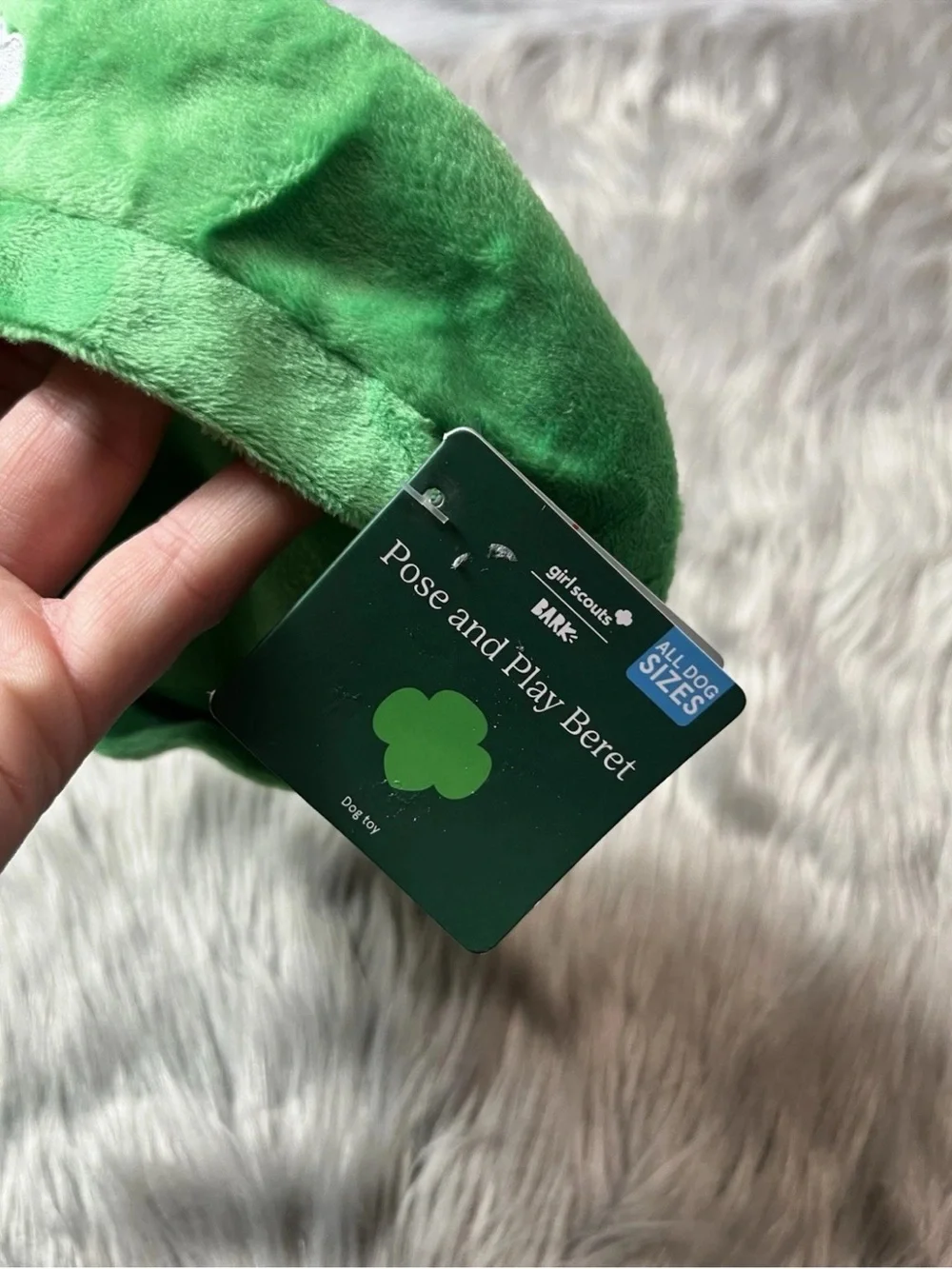 Bark Box Girl Scouts Green Pose And Play Beret Squeak Dog Toy